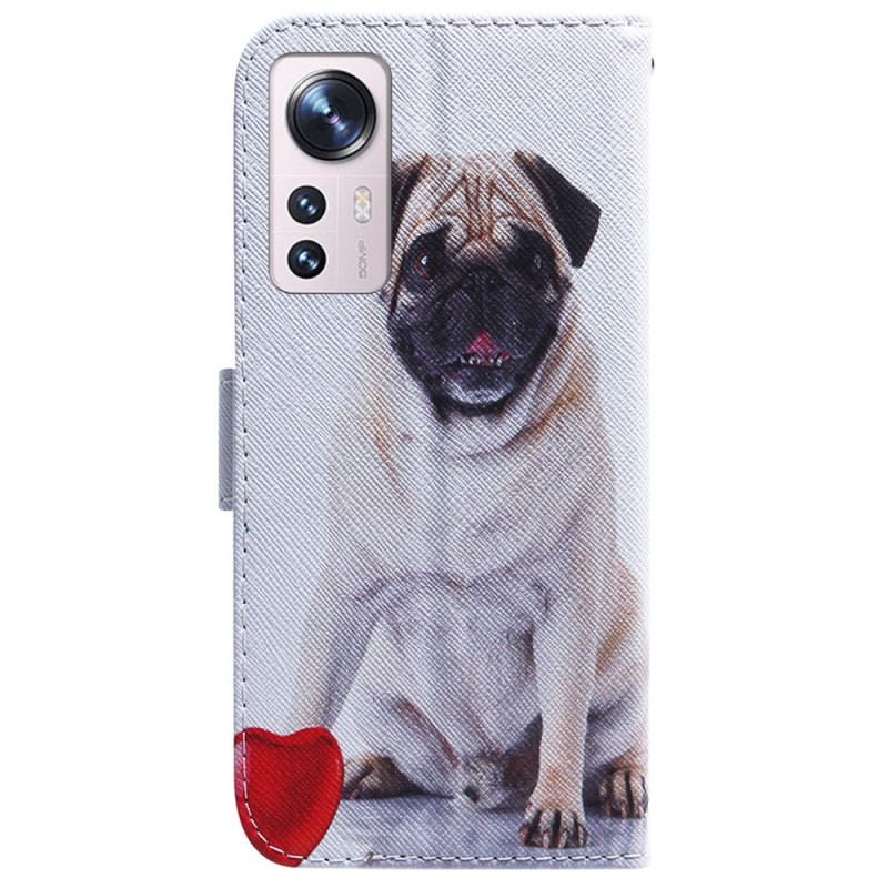 Capa Folio Para Xiaomi 12 Pro Cachorro Pug