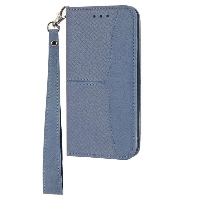 Capa Folio Para Xiaomi 12 Pro De Cordão Estilo De Couro Trançado Com Tiras