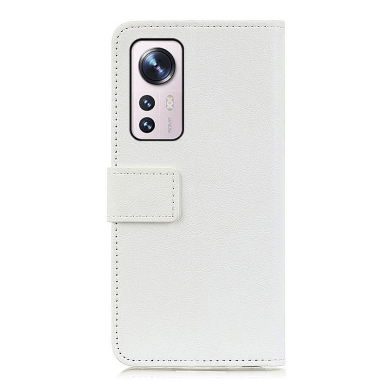 Capa Folio Para Xiaomi 12 Pro Efeito Couro Brilhante Simples