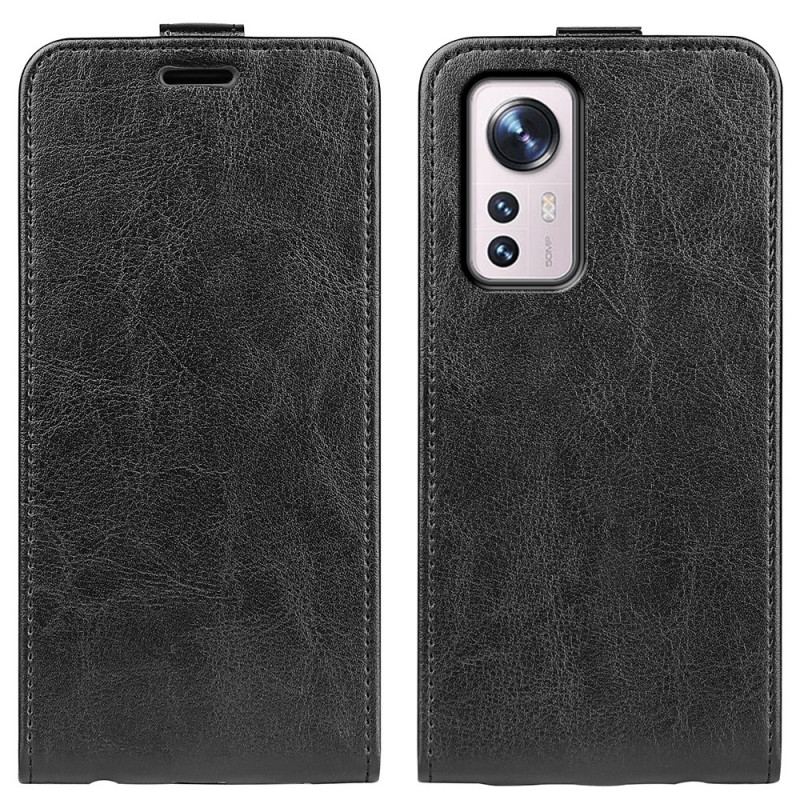 Capa Folio Para Xiaomi 12 Pro Flip Efeito De Couro Com Aba Vertical