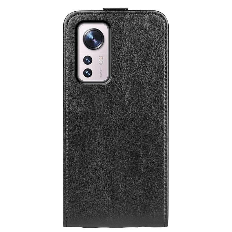 Capa Folio Para Xiaomi 12 Pro Flip Efeito De Couro Com Aba Vertical