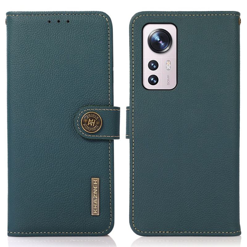 Capa Folio Para Xiaomi 12 Pro Khazneh Rfid Couro Genuíno