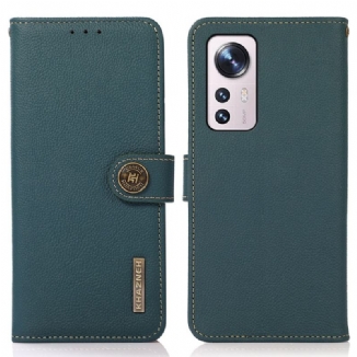 Capa Folio Para Xiaomi 12 Pro Khazneh Rfid Couro Genuíno