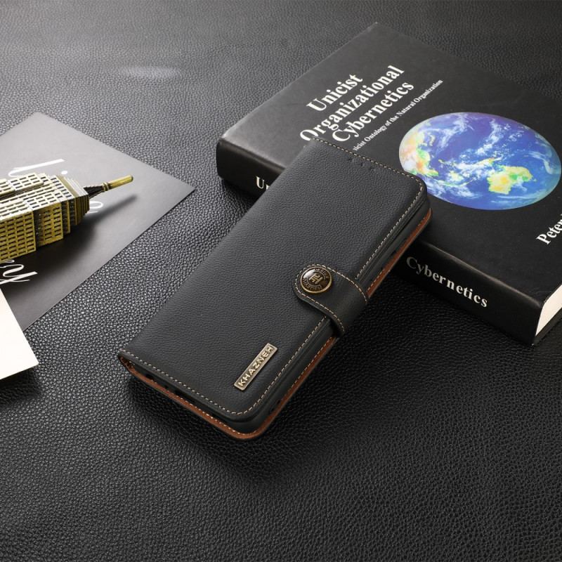 Capa Folio Para Xiaomi 12 Pro Khazneh Rfid Couro Genuíno