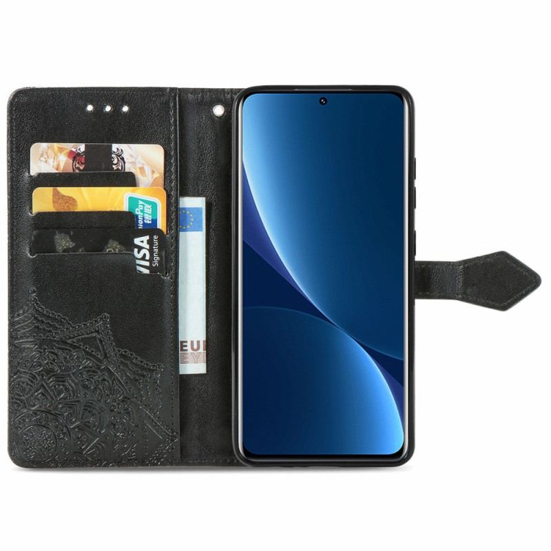 Capa Folio Para Xiaomi 12 Pro Mandala Idade Média