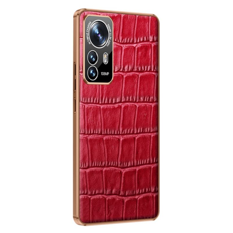 Capa Para Xiaomi 12 Pro Couro Estilo Crocodilo