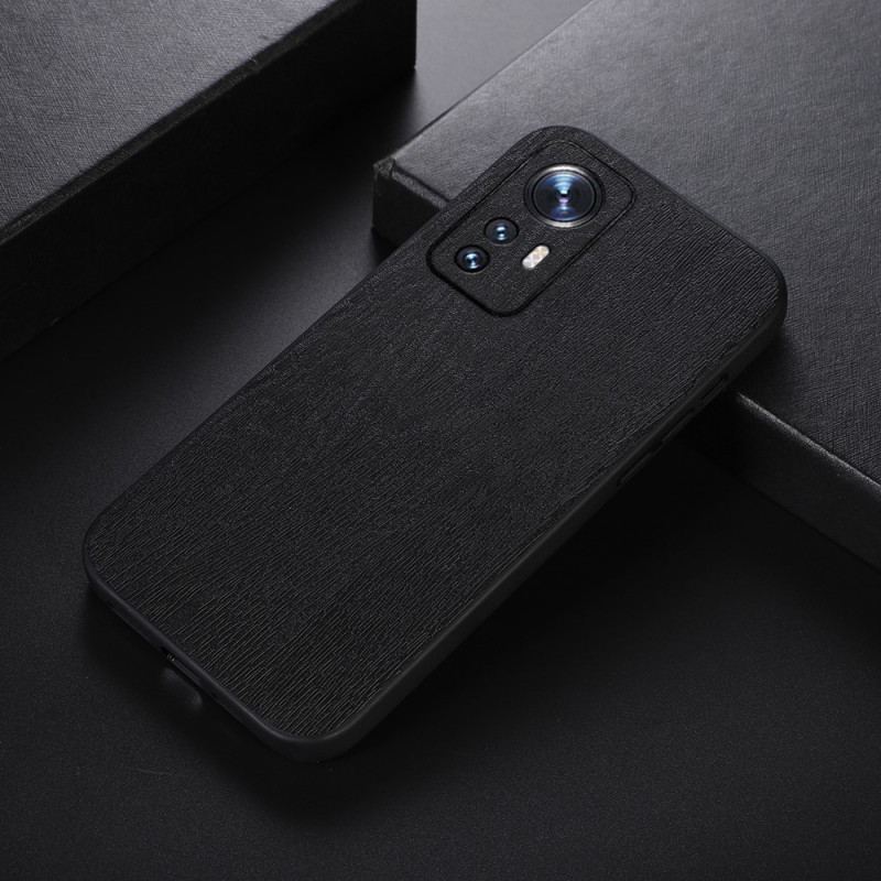 Capa Para Xiaomi 12 Pro Estilo Couro Efeito Madeira