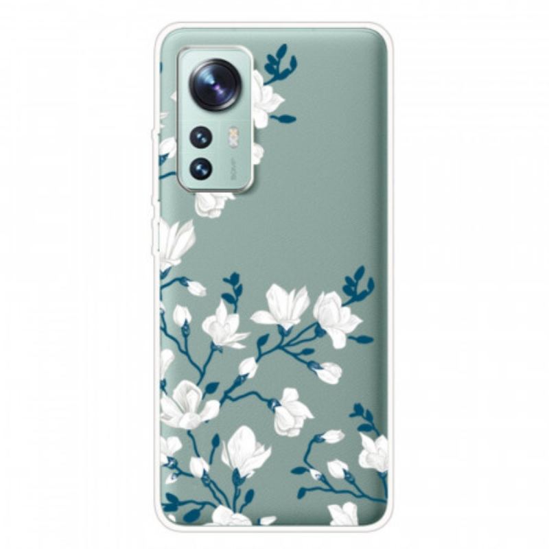 Capa Para Xiaomi 12 Pro Flores Brancas De Silicone