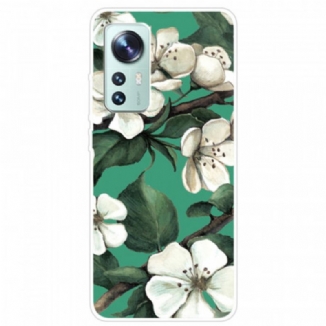 Capa Para Xiaomi 12 Pro Flores Brancas De Silicone