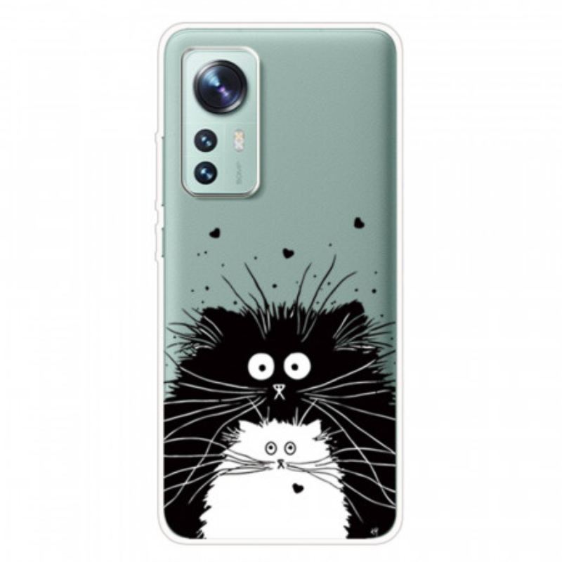 Capa Para Xiaomi 12 Pro Gatos Preto E Branco De Silicone