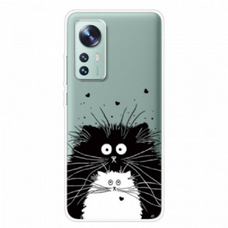 Capa Para Xiaomi 12 Pro Gatos Preto E Branco De Silicone