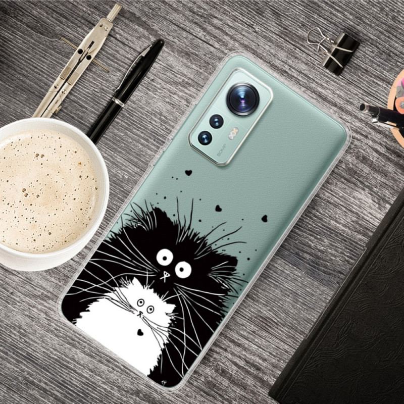 Capa Para Xiaomi 12 Pro Gatos Preto E Branco De Silicone