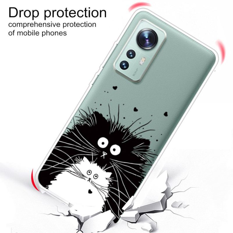 Capa Para Xiaomi 12 Pro Gatos Preto E Branco De Silicone