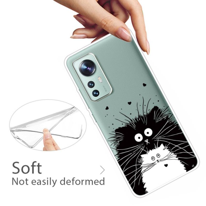 Capa Para Xiaomi 12 Pro Gatos Preto E Branco De Silicone