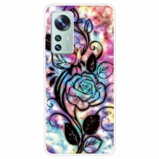 Capa Para Xiaomi 12 Pro Gráfico Floral Silicone