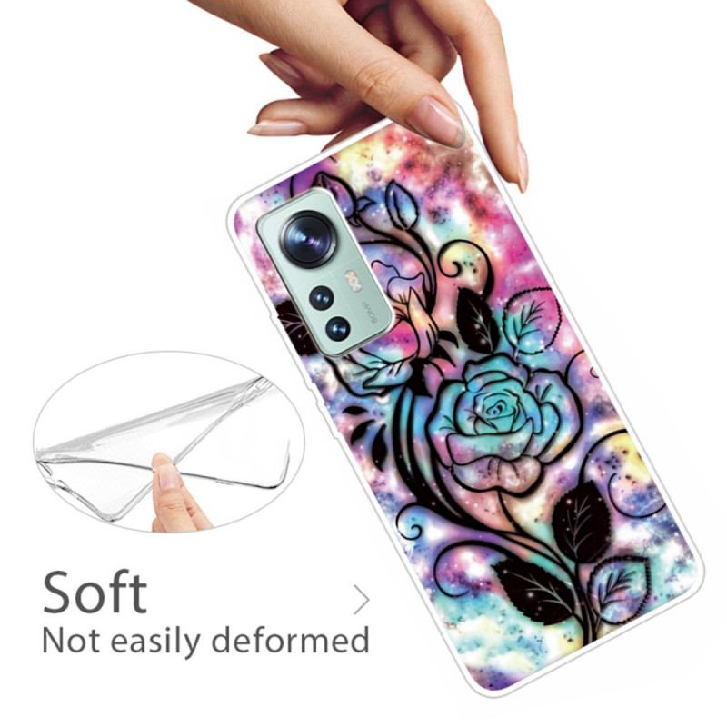 Capa Para Xiaomi 12 Pro Gráfico Floral Silicone