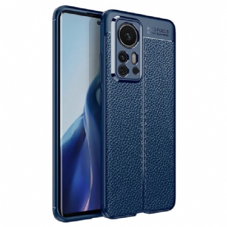 Capa Para Xiaomi 12 Pro Linha Dupla Efeito Couro Litchi