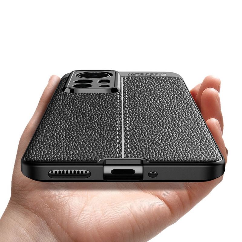 Capa Para Xiaomi 12 Pro Linha Dupla Efeito Couro Litchi