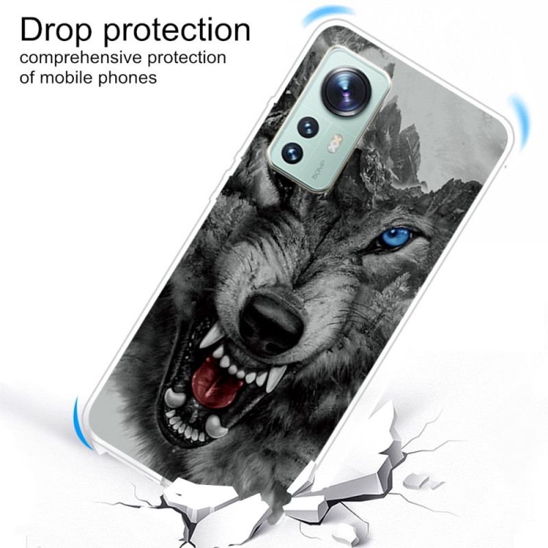 Capa Para Xiaomi 12 Pro Lobo De Silicone