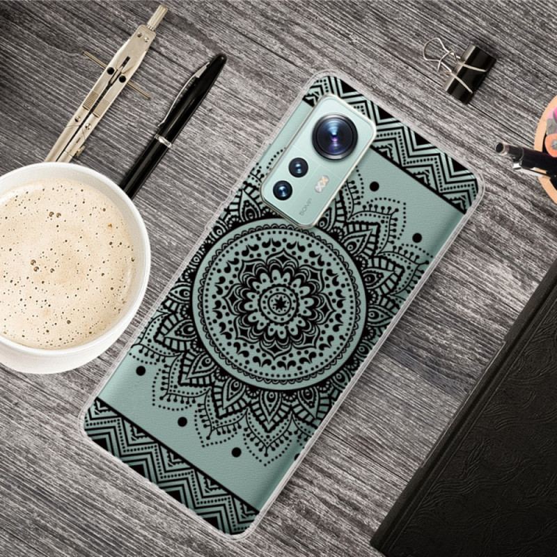 Capa Para Xiaomi 12 Pro Silicone Mandala Preto