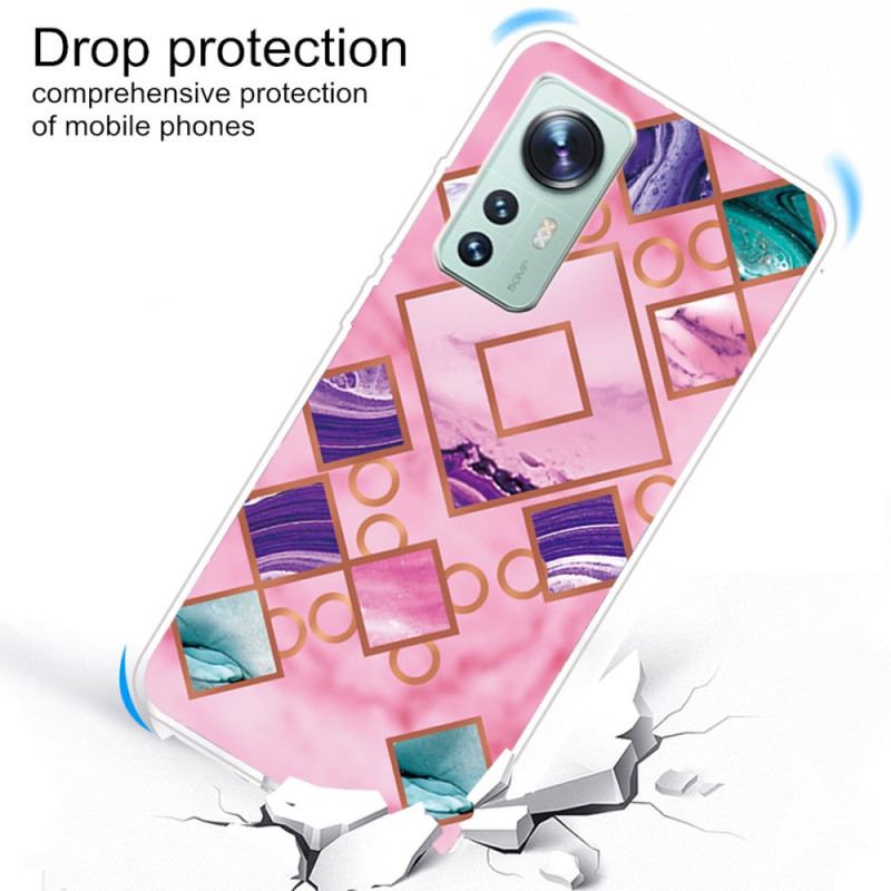 Capa Para Xiaomi 12 Pro Silicone Mármore Colorido