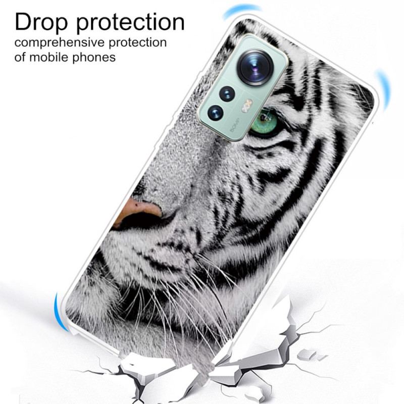 Capa Para Xiaomi 12 Pro Tigre Branco