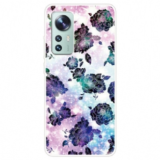 Capa Para Xiaomi 12 Pro Variação Floral De Silicone