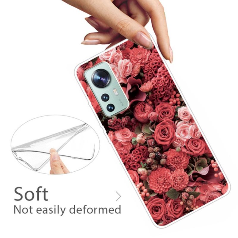 Capa Para Xiaomi 12 Pro Variação Floral De Silicone