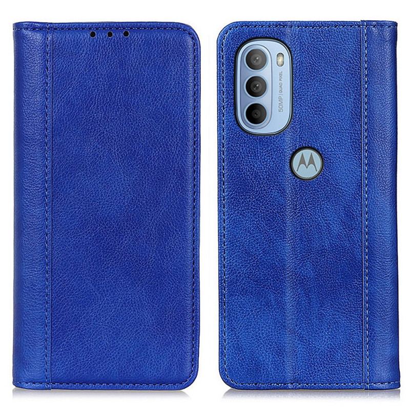 Capa De Celular Para Moto G41 / G31 Flip Couro Litchi Elegance Dividido