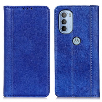 Capa De Celular Para Moto G41 / G31 Flip Couro Litchi Elegance Dividido