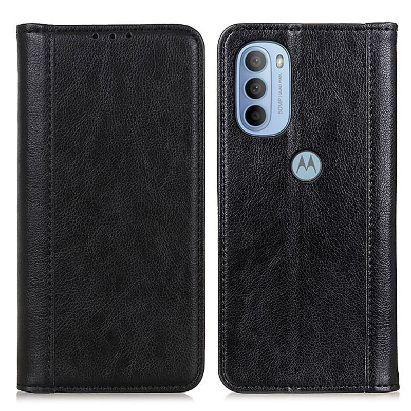 Capa De Celular Para Moto G41 / G31 Flip Couro Litchi Elegance Dividido