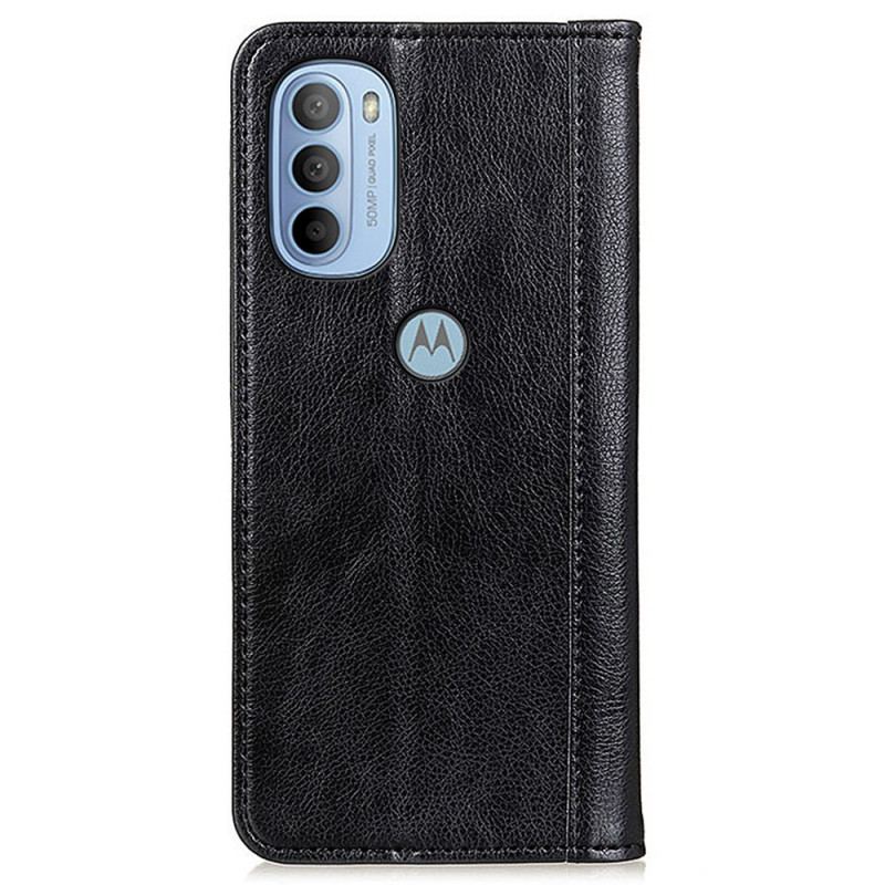 Capa De Celular Para Moto G41 / G31 Flip Couro Litchi Elegance Dividido