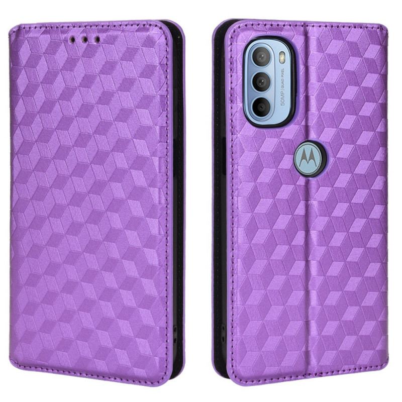 Capa De Celular Para Moto G41 / G31 Flip Efeito Couro Diamante