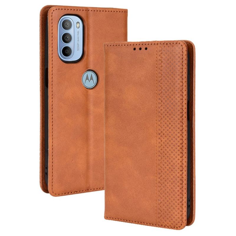 Capa De Celular Para Moto G41 / G31 Flip Efeito Couro Vintage Estilizado