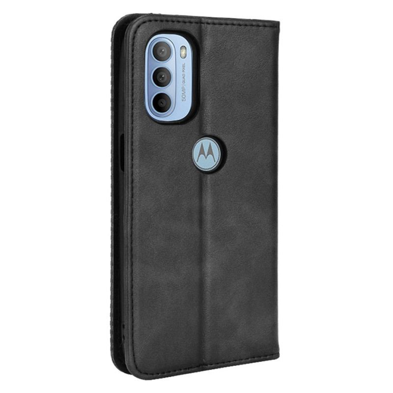 Capa De Celular Para Moto G41 / G31 Flip Efeito Couro Vintage Estilizado