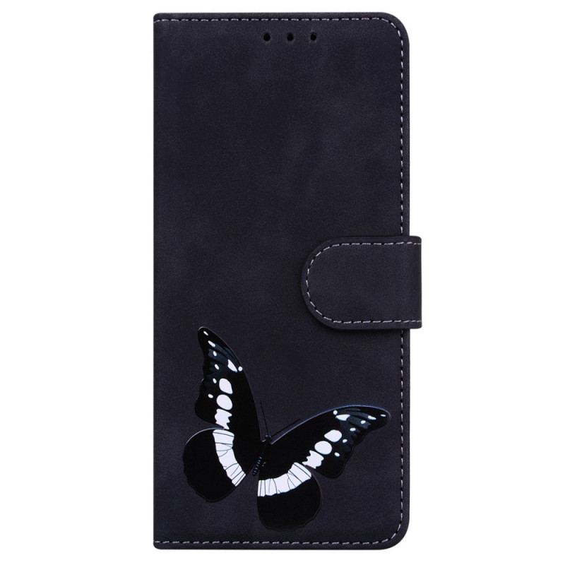 Capa De Couro Para Moto G41 / G31 Borboleta Com Toque De Pele