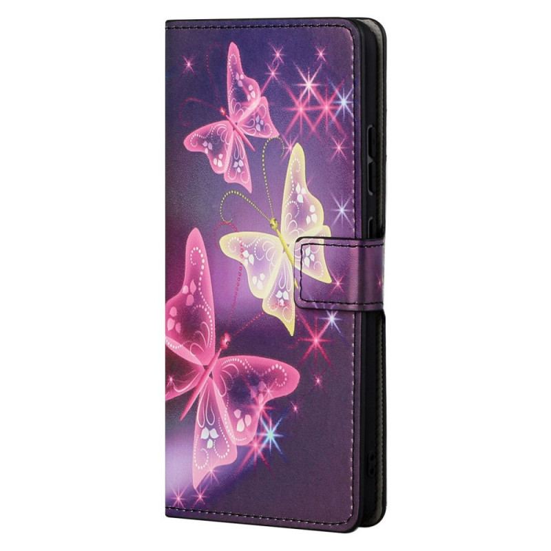 Capa De Couro Para Moto G41 / G31 Borboletas E Flores