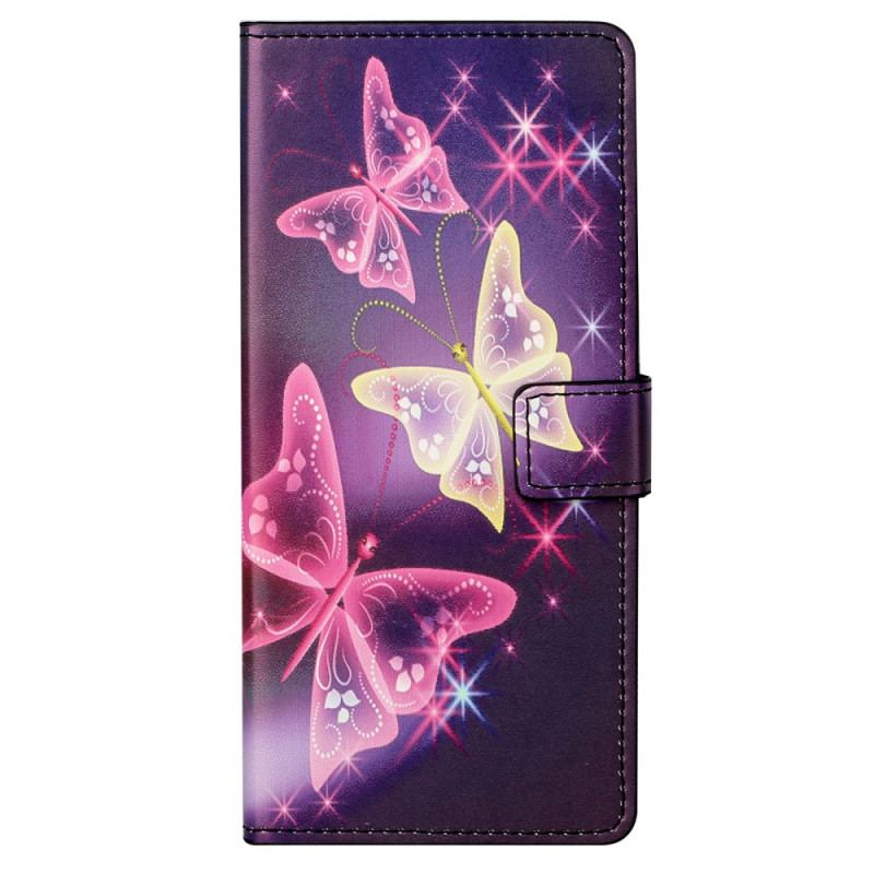 Capa De Couro Para Moto G41 / G31 Borboletas E Flores