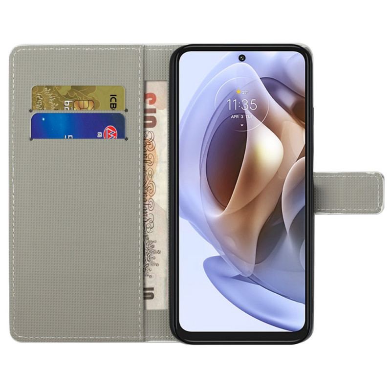 Capa De Couro Para Moto G41 / G31 Borboletas E Flores