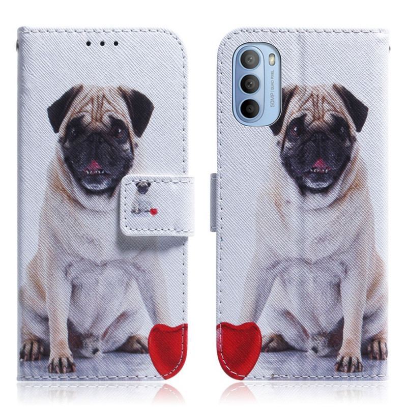 Capa De Couro Para Moto G41 / G31 Cachorro Pug