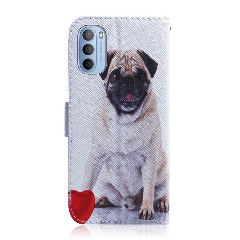 Capa De Couro Para Moto G41 / G31 Cachorro Pug