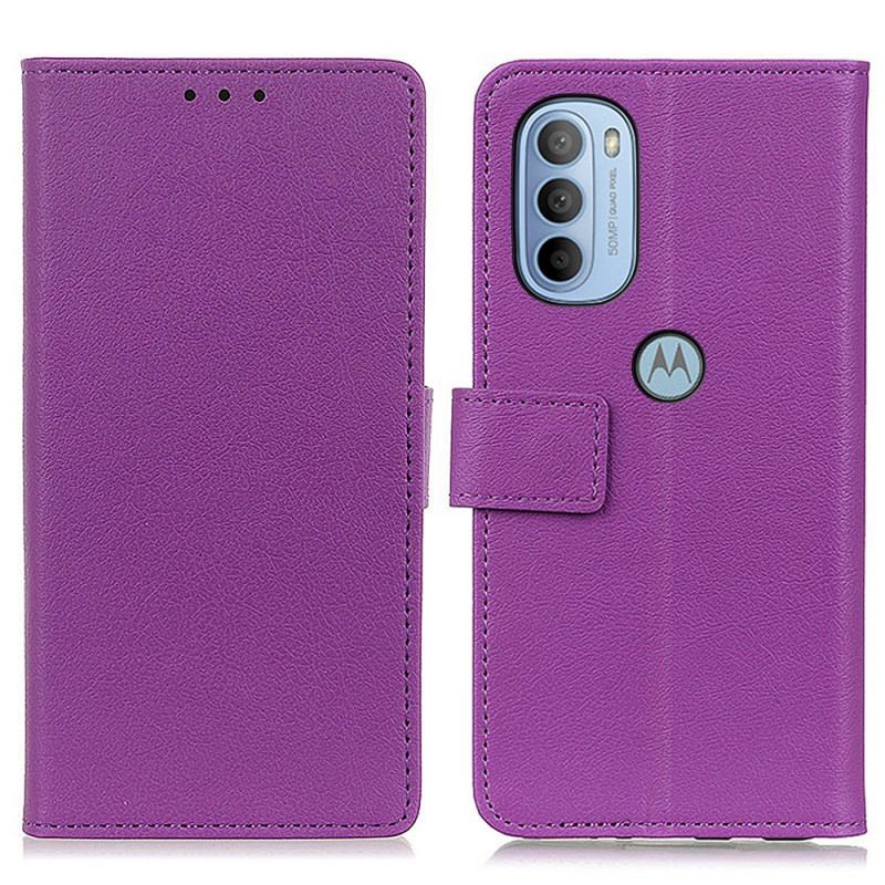 Capa De Couro Para Moto G41 / G31 Efeito Couro Simples