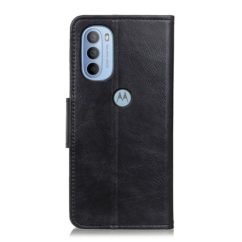 Capa De Couro Para Moto G41 / G31 Fecho Reversível Efeito Couro