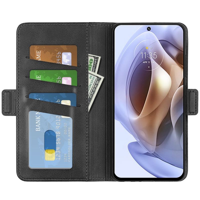 Capa De Couro Para Moto G41 / G31 Flip Aba Dupla