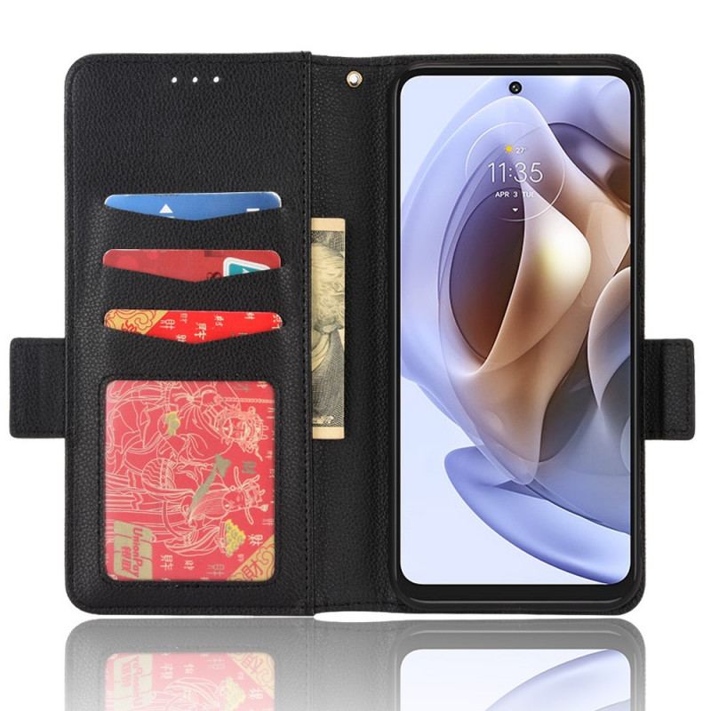 Capa De Couro Para Moto G41 / G31 Flip Flap Double Litchi Novas Cores