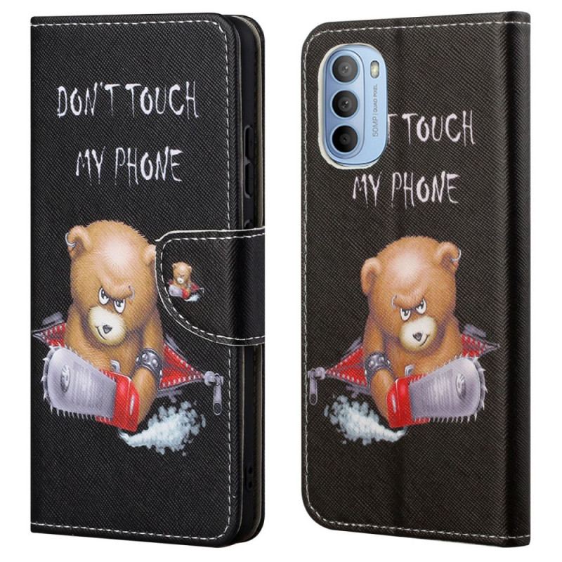 Capa De Couro Para Moto G41 / G31 Urso Perigoso