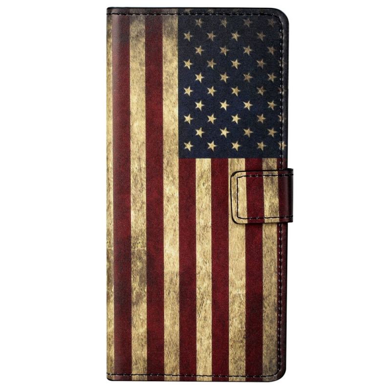 Capa Em Pele Para Moto G41 / G31 Bandeira Dos Eua