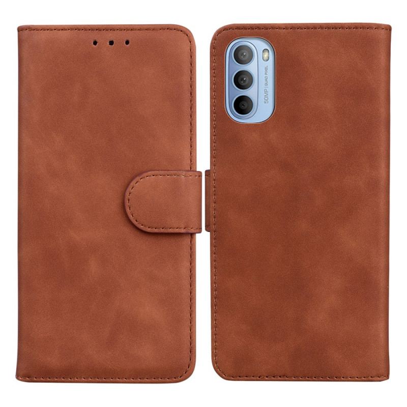 Capa Em Pele Para Moto G41 / G31 Efeito Couro Monocromático