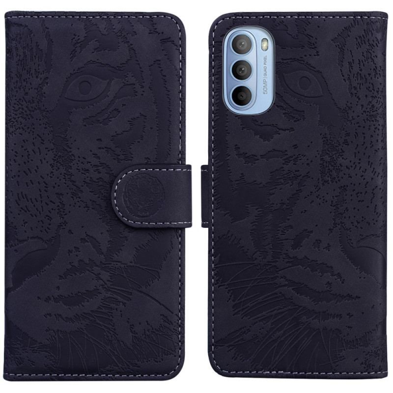 Capa Em Pele Para Moto G41 / G31 Estampa Cara De Tigre