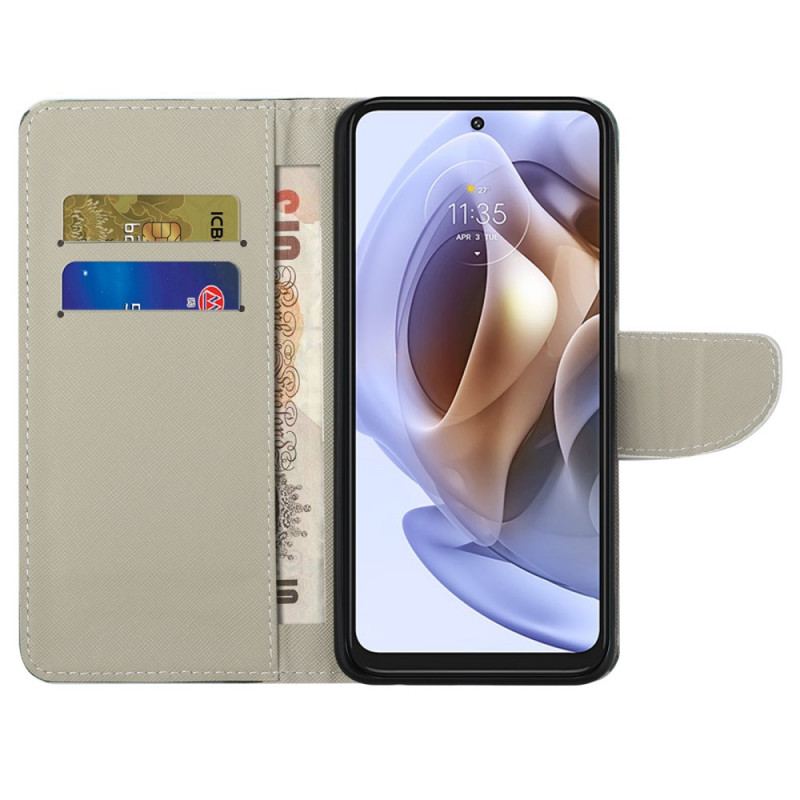 Capa Em Pele Para Moto G41 / G31 Torre Eiffel Retrô